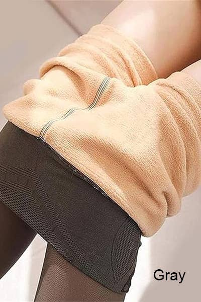 Thermal tights women winter warm fleece pantyhose stocking: Gray