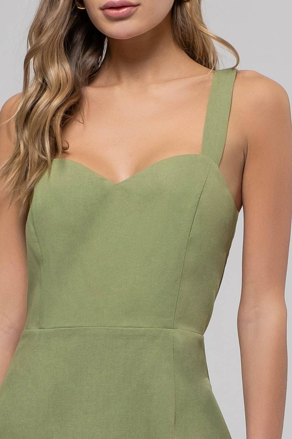 SWEETHEART NECK SLEEVELESS MINI DRESS: GREEN