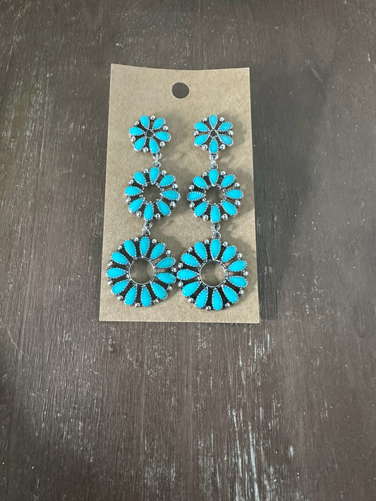 Western Drop Casting Earrings: Turquoise