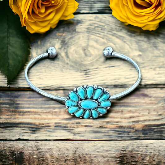 Western Concho Cuff Bracelet Small: Turquoise